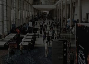 event marketing, trade show booths on display for passers by