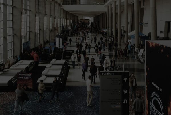 event marketing, trade show booths on display for passers by